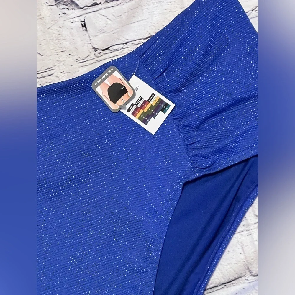 Women’s Time and Tru metallic shiny cobalt blue bikini bottom size 3x (24w-26w)